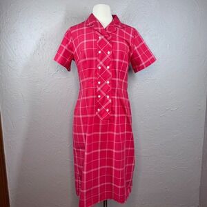 Vintage 50's/60's Women's Small Medium Red Plaid Day dress fitted retro style